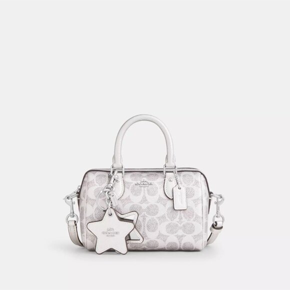 Coach Boxed Mini Rowan Crossbody Bag & Mirror Bag Charm Set In Signature Canvas - Picture 3 of 6